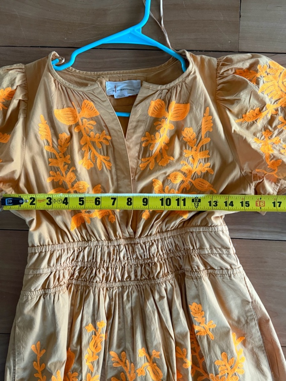 Anthropologie Women's Somerset Pleated Orange Embroidered Floral Maxi Dress XSP - Picture 7 of 16